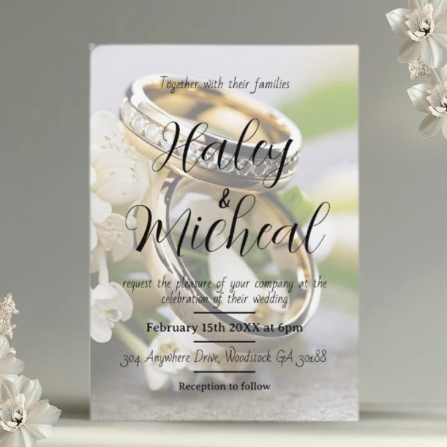 Invitation des anneaux de mariage élégants et mode (Créateur téléchargé)