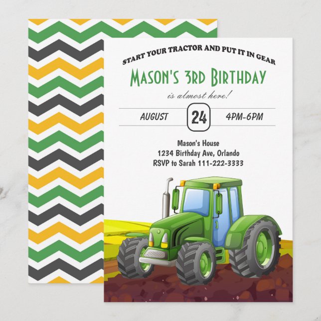 Invitation des Anniversaires de enfants de la ferm (Devant / Derrière)