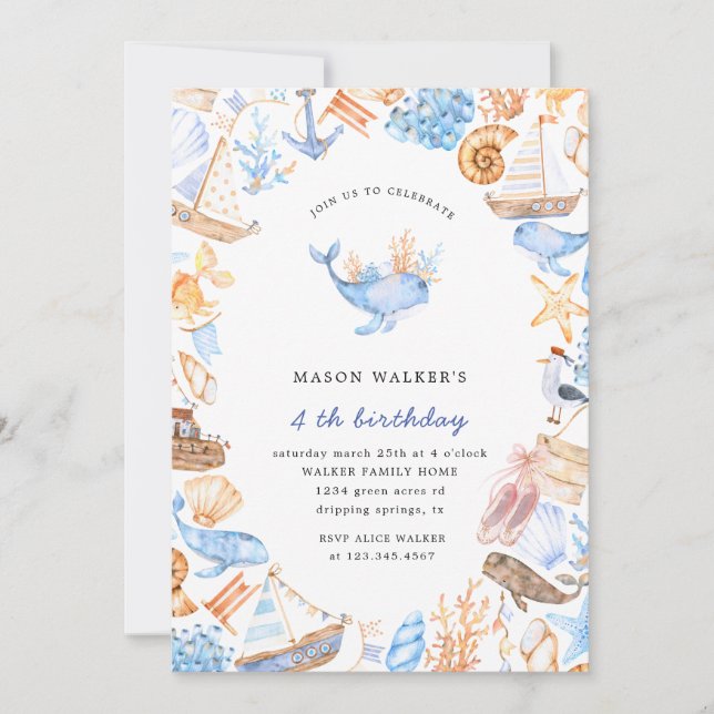 invitation des anniversaires de enfants nautiques (Devant)