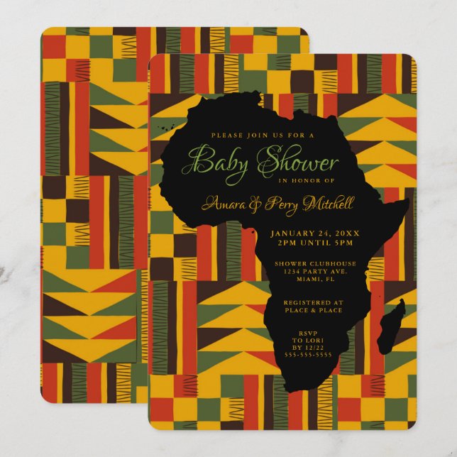 Invitation des Baby showers tribaux africains (Devant / Derrière)