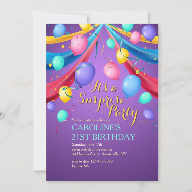 Invitation des ballons de fête (Devant)