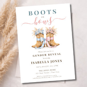 Invitation Des bottes ou des arcs Thème western pour la révél