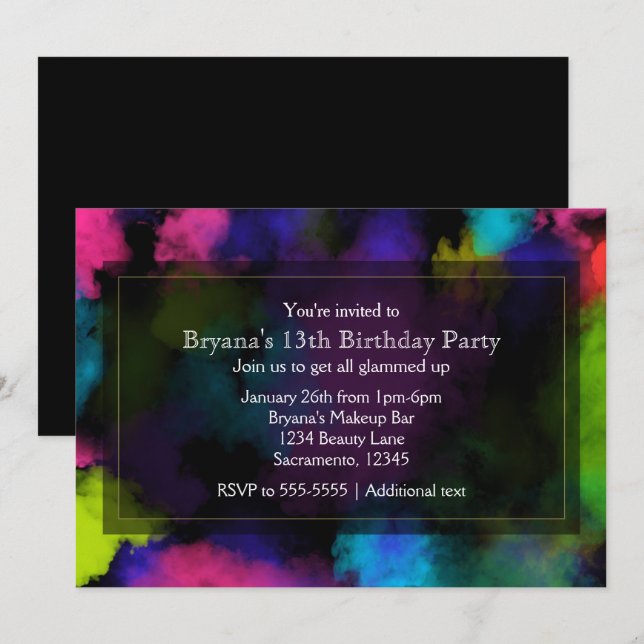 Invitation Des bouffées de maquillage couleur beauté des invi (Devant / Derrière)