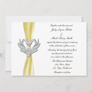 Invitation des cygnes en argent du ruban jaune