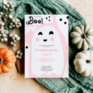 Invitation Des fantômes roses mignons baby shower de boo d'Ha