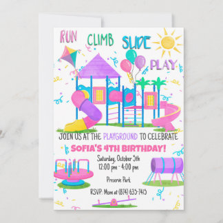 Invitation des filles de terrain de jeu rose