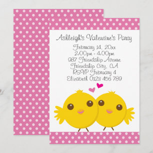Invitation Des filles douces à la fête des enfants roses amou