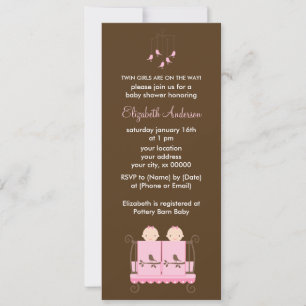 Invitation Des filles jumelles au Baby shower de lit rose