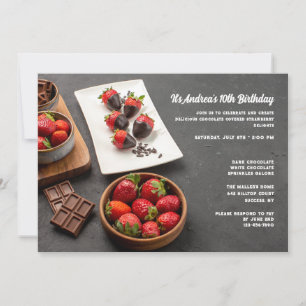 Invitation des fraises couvertes de chocolat