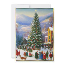 Des gens chantent à l'arbre de Noël