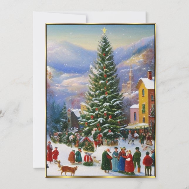 Invitation Des gens chantent à l'arbre de Noël (Devant)