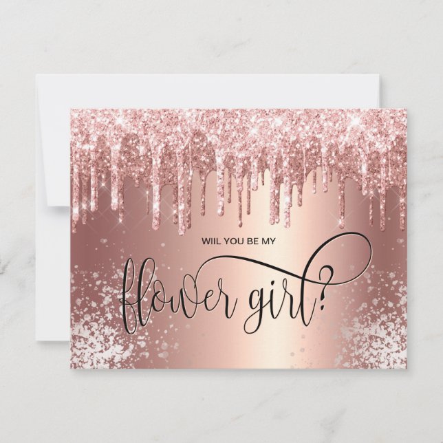 Invitation Des gouttes de rose gold, seras-tu ma demoiselle d (Devant)