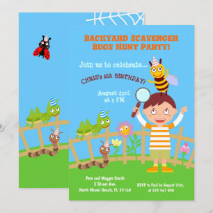 Invitation Des insectes fouilleurs de jardin chassent une fêt
