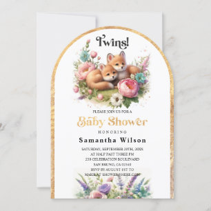 Invitation Des jumeaux ! Bébé mignon Renard Baby shower de pr