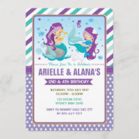 Invitation des jumeaux Mermaid