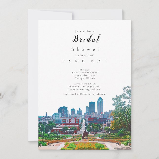 Invitation Des Moines Skyline Bridal Shower (Devant)
