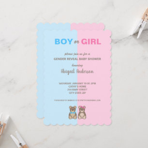 Invitation des Nounours de Baby showers de la Révé