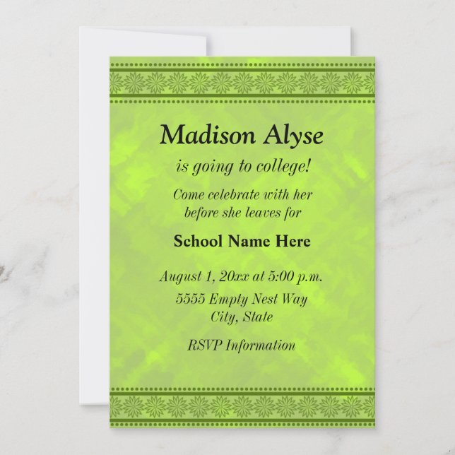 Invitation Des nuances De Vert Floral Design À L'Invitation D (Devant)