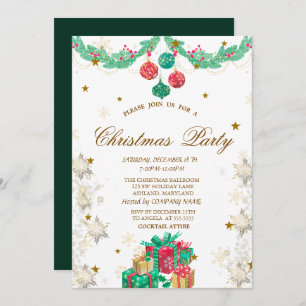 Invitation Des ornements rétro présentent des flocons de neig