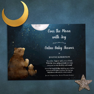 Invitation Des ours sur le Baby shower de la Lune