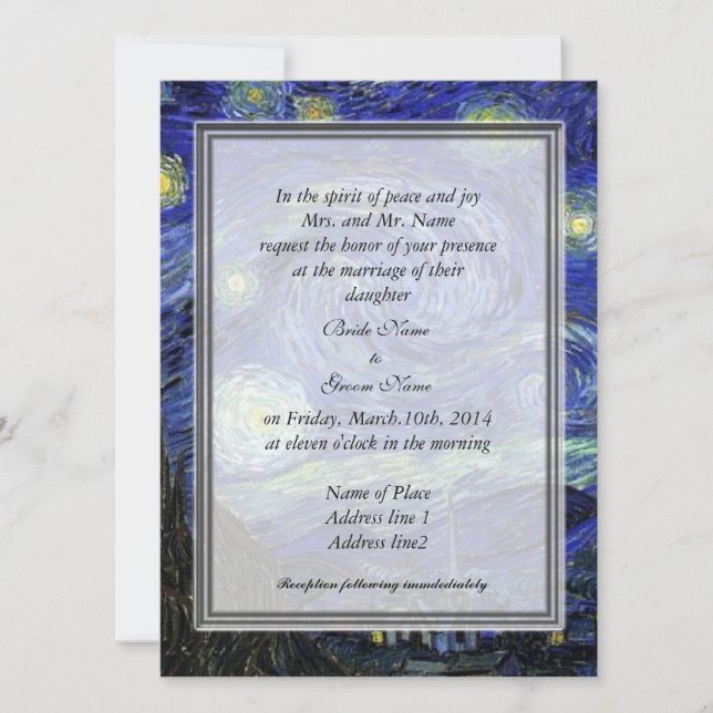 Invitation des parents de la mariée, Starry Night (Devant)