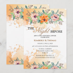 Invitation Des pavots la nuit avant le dîner de répétition