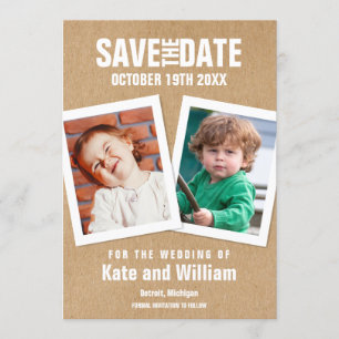 Invitation Des photos d'enfance sauvent la date Boho rustique