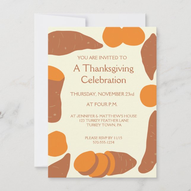 Invitation Des pommes de terre douces Illustrations Thanksgiv (Devant)