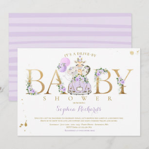 Invitation Des Safari Floraux Violets Conduisent Par Baby sho