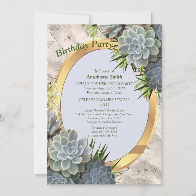 Invitation Des teintes succulentes de blues pâles Anniversair (Devant)
