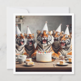 Invitation Des tigres fêtent leur anniversaire en photo de ti