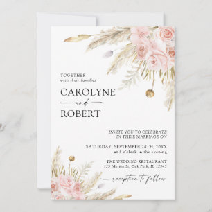 Invitation Desert Boho Pampas Grass Terracotta Mariage