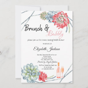 Invitation Desert Cactus Red Brunch & Bubbly Bridal