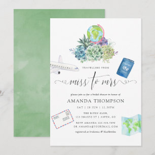 Invitation Desert Cactus Succulents Mlle À Mme Fête des marié