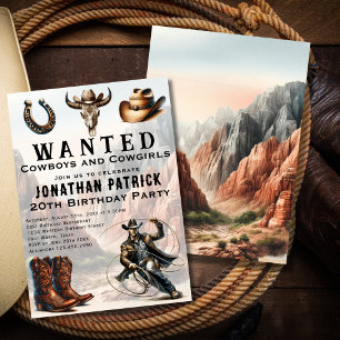 Invitation Desert Lasso Western Cowboy Casquette fête d'anniv