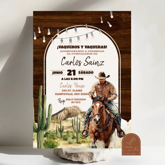 Invitation Désert Mexicain Espagnol Cowboy Anniversaire (Créateur téléchargé)