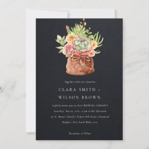 INVITATION DÉSERT NOIR SUCCULENT CACTI FOLIAGE MARIAGE BUNCH