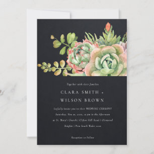 INVITATION DÉSERT NOIR SUCCULENT CACTI FOLIAGE MARIAGE BUNCH