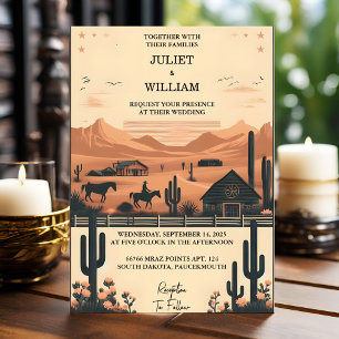 Invitation Desert Rodeo Retro Horse Rustic Western Mariage