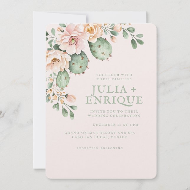 Invitation Desert Rose and Cactus Wedding (Devant)