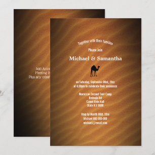 Invitation Désert sable rouge camel silhouette noir mariage