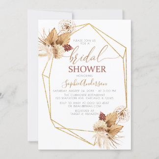 Invitation Desert Tropical Boho Pampas Grass Fête des mariées