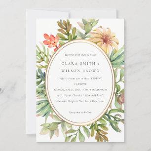 INVITATION DÉSERT VERT PEACH SUCCULENT CACTI FOLIAGE MARIAGE