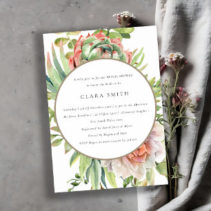 INVITATION DÉSERT VERT SUCCULENT CACTI FOLIAGE FÊTE DES MARIÉ