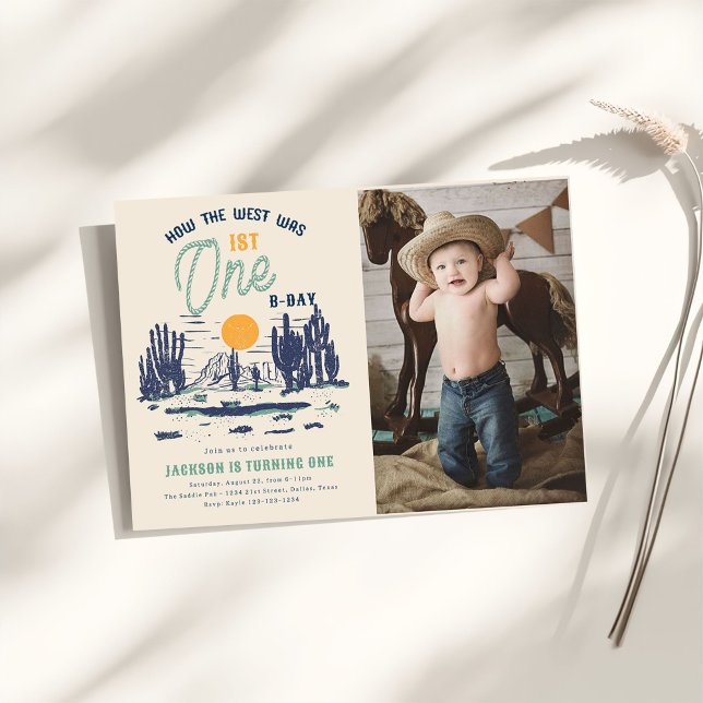Invitation Désert vintage Western Wild West 1er anniversaire (Créateur téléchargé)
