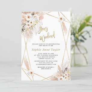 Invitation Desert White Roses Gold Hens Bachelorette Week-end