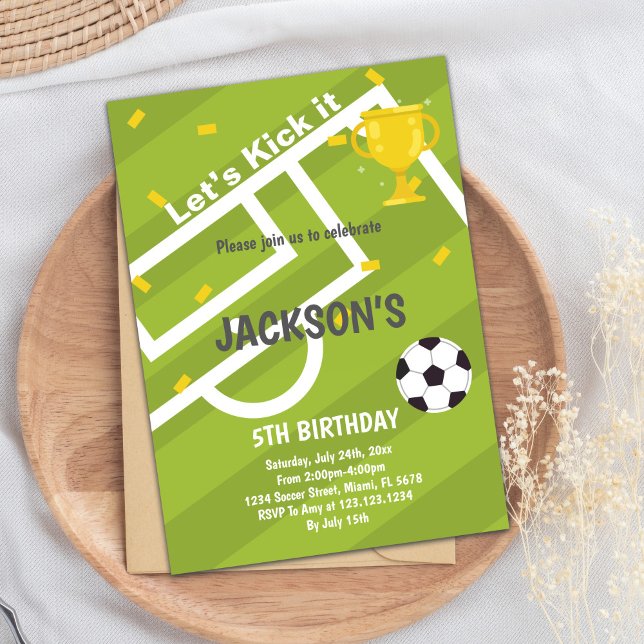 Invitation Design de la partie de sport vert clair (World Cup Light Green Soccer Birthday Invitations)