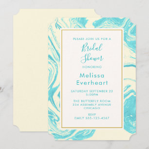 Invitation Design de marbre élégant en Turquoise et de la crè