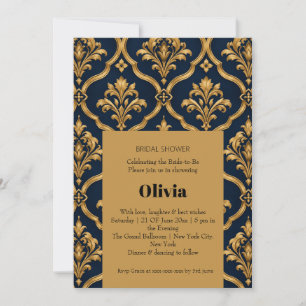 Invitation Design de motif vintage élégant en or et damas mar