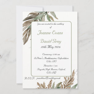 Invitation Design de pulvérisation en feuilles brunes et vert